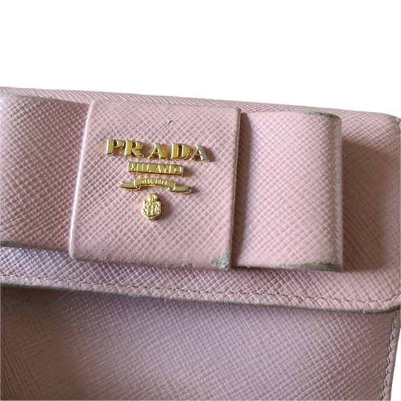 Prada Saffiano Compact Bow Leather Wallet - Picture 5 of 8